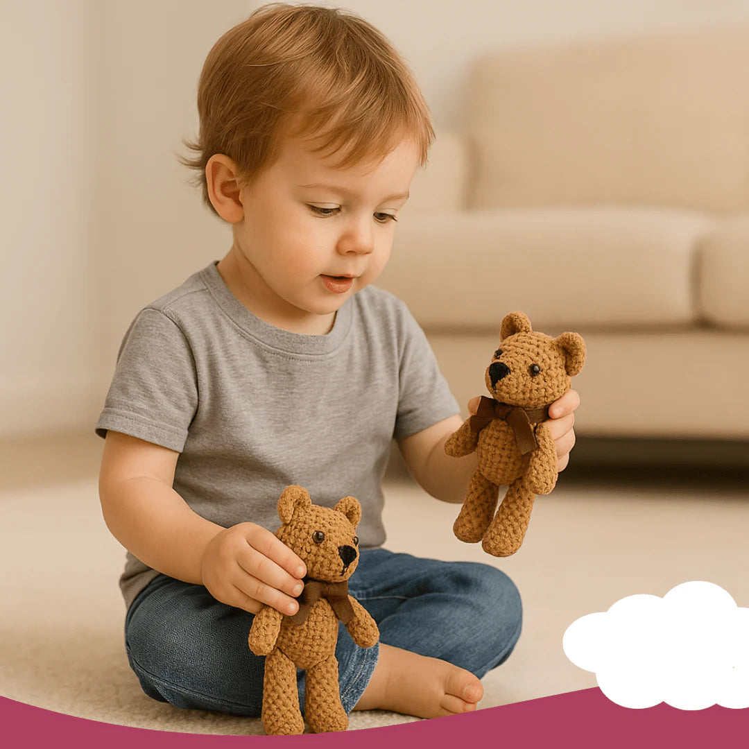 Set of 2 Handmade 100% Cotton Plush Teddy Bears – Soft Hanging Dolls