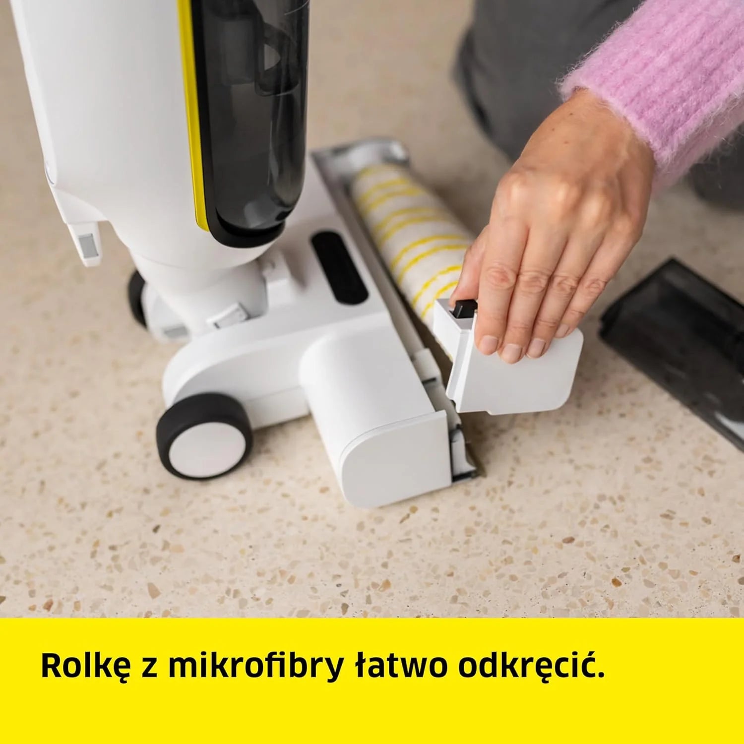 Kärcher bezprzewodowy mop odkurzający FCV 4 Dry Extra, 4 tryby czyszczenia, bateria: ok. 45 min, powierzchnia użytkowa na jedno ładowanie: ok. 200 m², stacja czyszcząca, ładująca i susząca