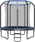 SONGMICS Trampolina Ø 244/305/366/427 cm, certyfikat TÜV Rheinland GS, okrągła trampolina ogrodowa z siatką zabezpieczającą i drabinką, wyściełany stelaż, dla dzieci i dorosłych