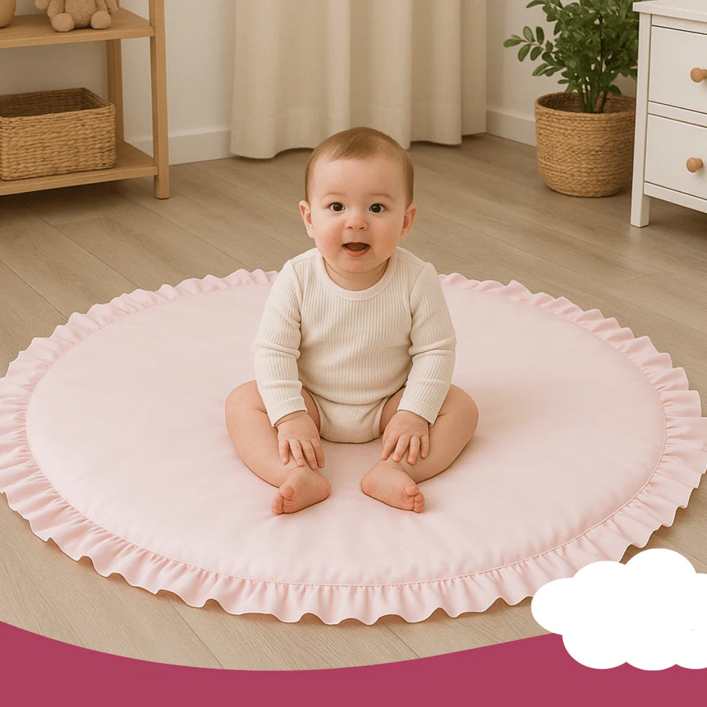 Round Cotton Play Tent Mat, Soft Nordic-Style Cushion for Kids’ Rooms
