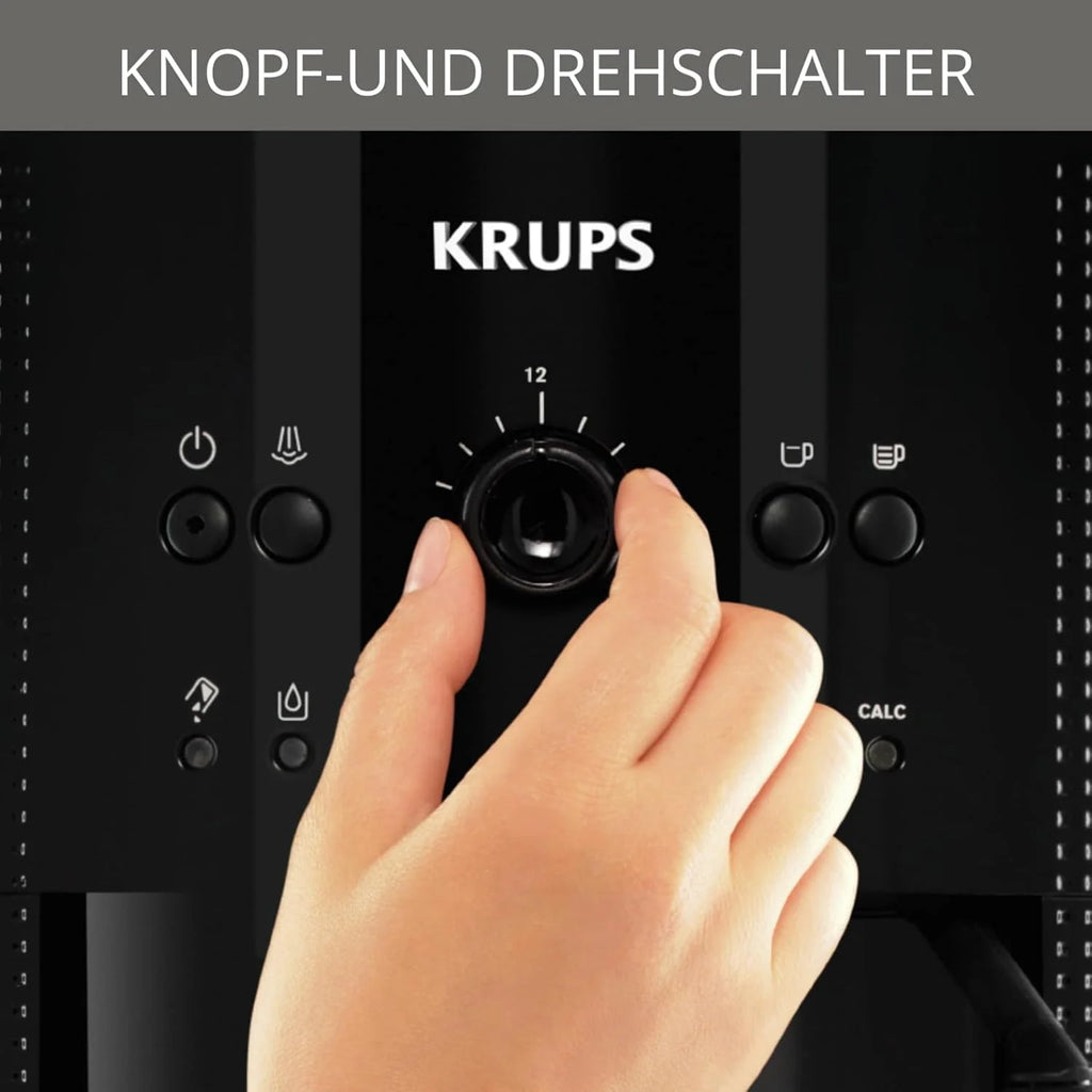 KRUPS Roma EA8108 Ekspres ciśnieniowy automatyczny, 3 ustawienia zmielenia kawy, Dysza do spieniania mleka, Panel sterujący ze wskaźnikami LED