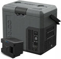 Yolco ET18 Carbon kompresorowa lodówka turystyczna 18 l z akumulatorem SC4B – przenośna lodówka i zamrażarka do -20°C, 12/24 V DC i 230 V, USB, do samochodu, ciężarówki, łodzi, na kemping, szara