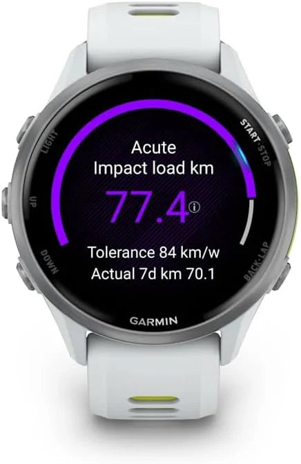 Garmin Forerunner 970 - obudowa Whitestone | Wysokiej klasy inteligentny zegarek do biegania z wyświetlaczem Amoled i wbudowaną latarką LED, do 15 dni pracy na baterii i uchwytem nawigacyjnym