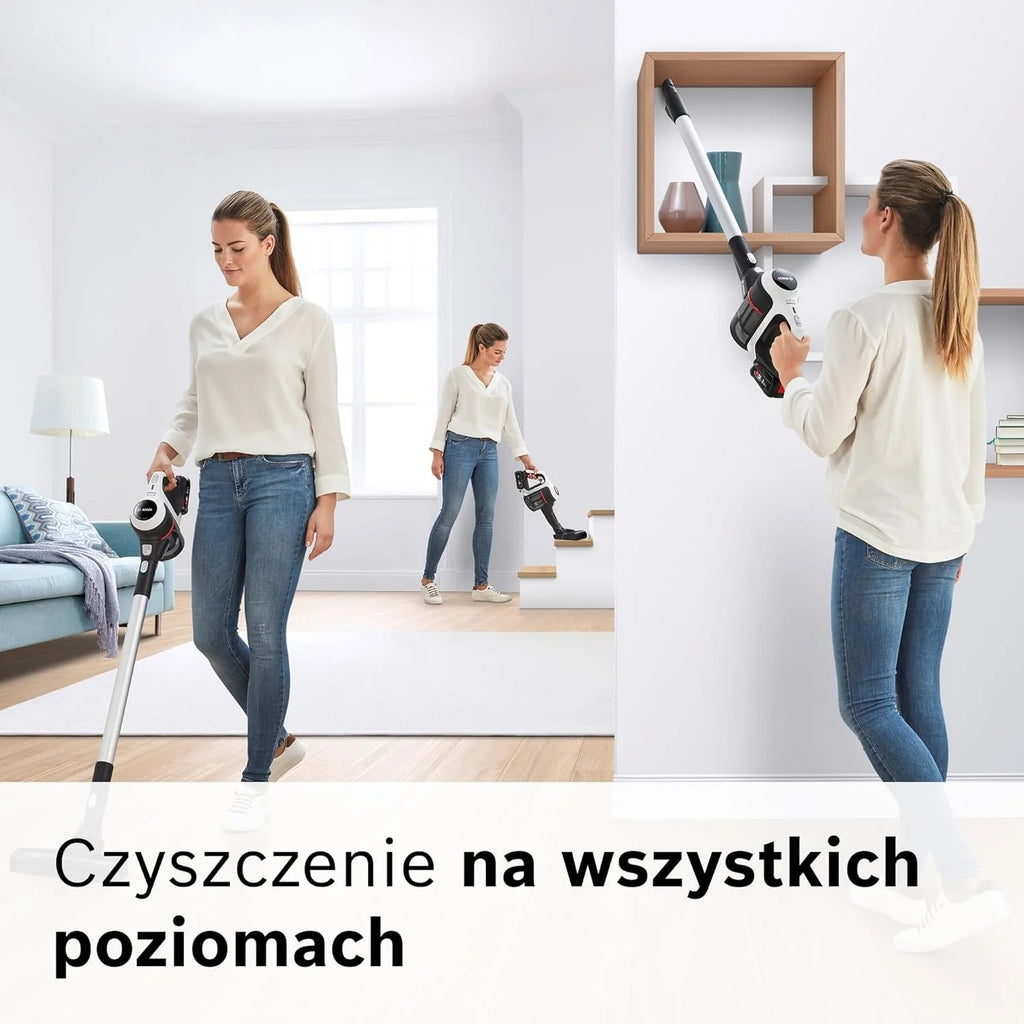 Bosch Akumulatorowy odkurzacz Unlimited seria 6 BKS6111P, bezprzewodowy odkurzacz ręczny, bezworkowy, lekki, higieniczny filtr, wysoka moc ssania, długi czas pracy, ssawka szczelinowa, wszystkie