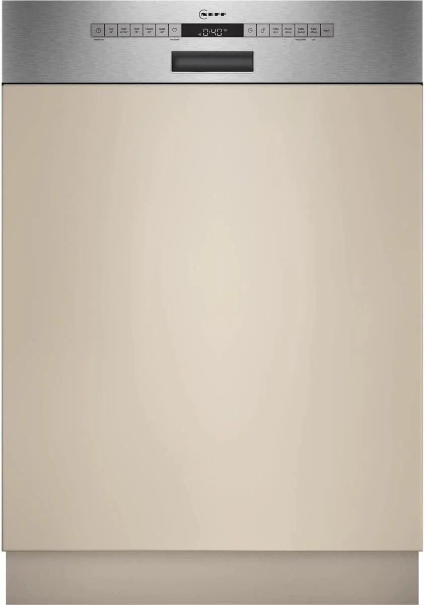 Neff S145EVS04E, N 50, inteligentna zmywarka do naczyń, częściowo zintegrowana, 60 cm, szuflada na sztućce, system koszowy Flex II, program ulubiony, silne czyszczenie Cehf 70ºC, automatyczne