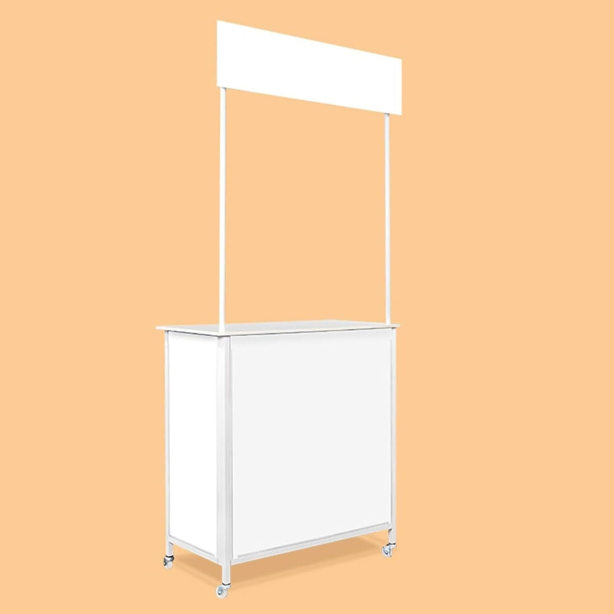 Mobile Portable Promotion Counter Table, Pop Up Podium Trade Show Exhibition Reception Event Desk Trade Show Display Counter Speech Stand Supermarket Tasting Table (PVC Board - a,74 x 36 x 83cm)