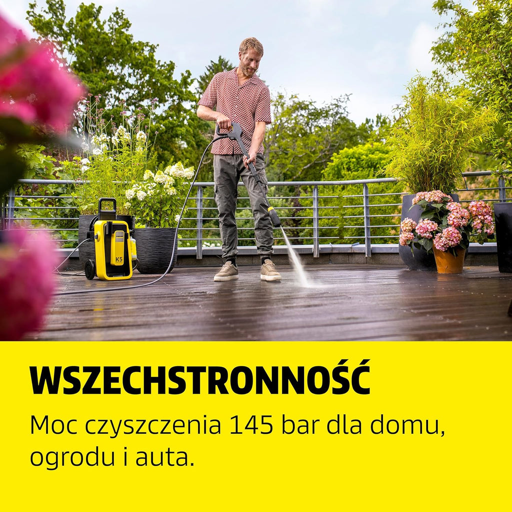 Kärcher Myjka ciśnieniowa K 5 Power Control, 145 bar, 500 l/h, wydajność powierzchniowa: 40 m²/h, filtr wody, waga: 13 kg, wąż ciśnieniowy i pistolet, lanca rotacyjna i dysza strumieniowa
