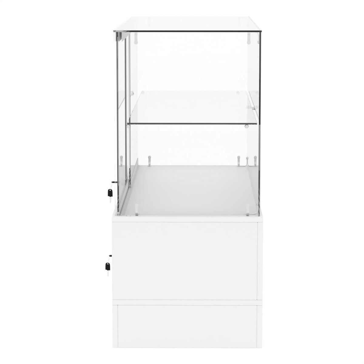 48" W x 17.9" D x 37.9" H - Black Full Vision Retail Display Case, Tempered Glass Display Cabinet with Glass Shelves and Storage Compartment,Storage Cabinets for Retail and Collectible Display