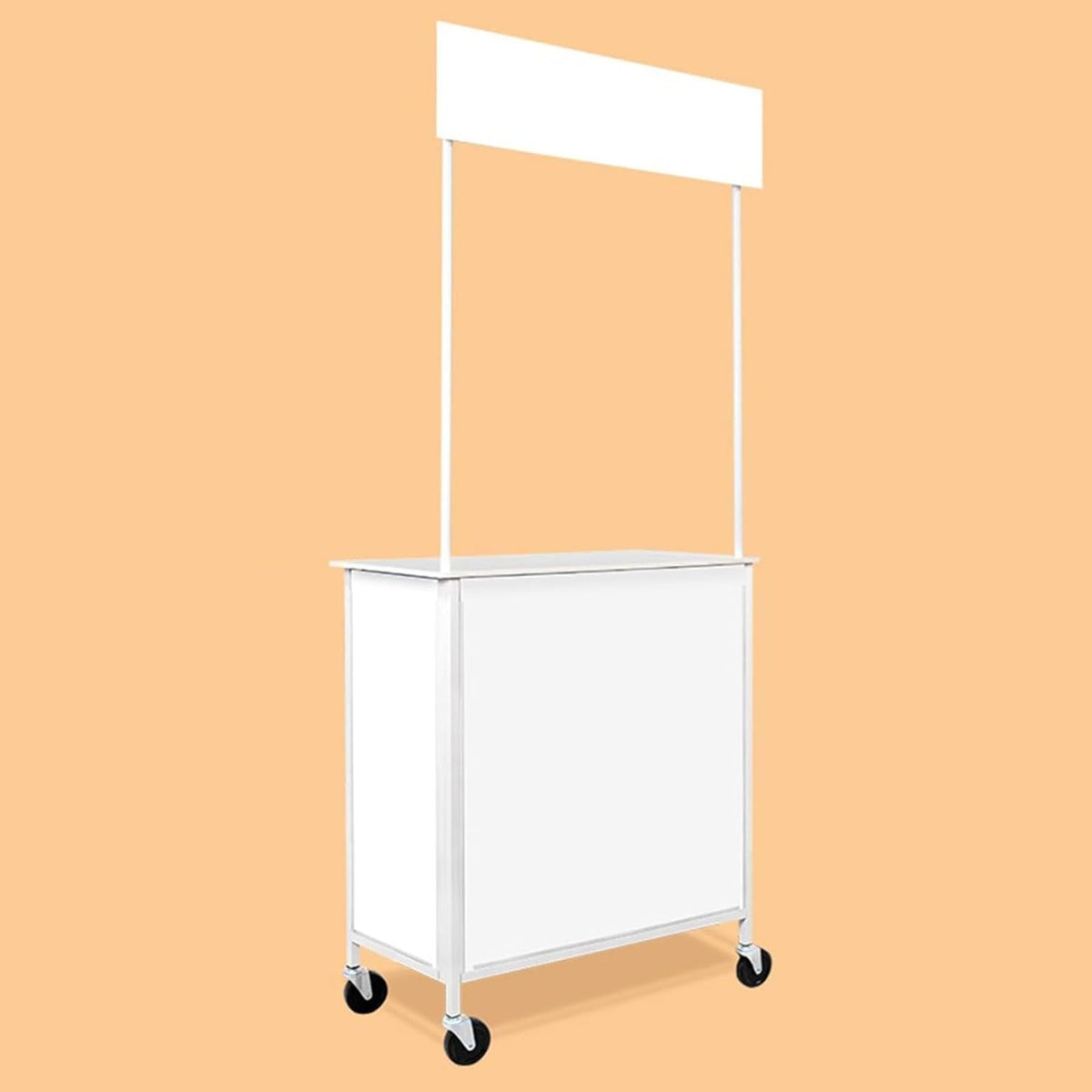 Mobile Portable Promotion Counter Table, Pop Up Podium Trade Show Exhibition Reception Event Desk Trade Show Display Counter Speech Stand Supermarket Tasting Table (PVC Board - a,74 x 36 x 83cm)