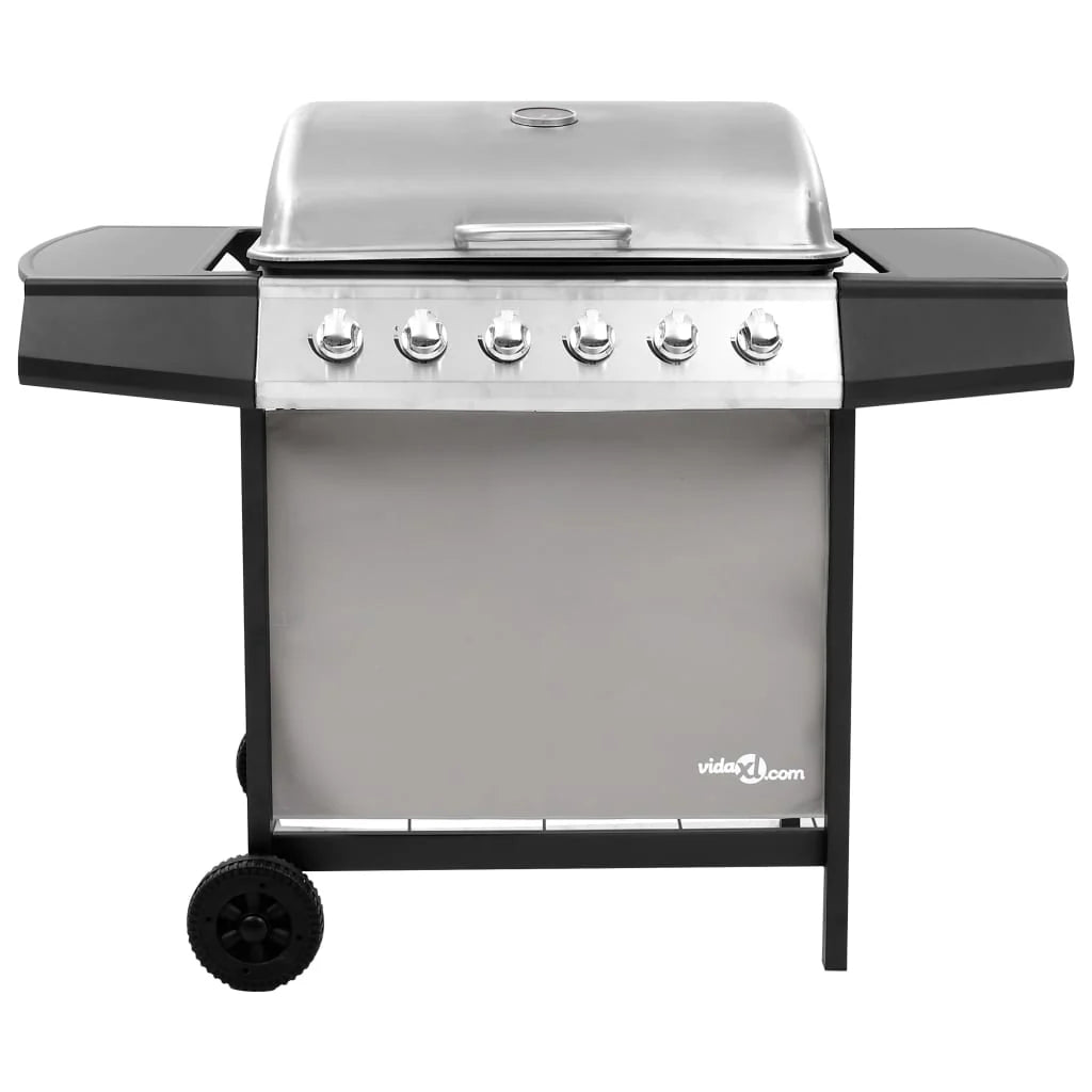 Grill gazowy 2026 z 6 palnikami, czarno-srebrny V0288