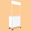 Mobile Portable Promotion Counter Table, Display Exhibition Counter Stand Booth Fair with Wall, Foldable Podium with Storage Rack/Carrying Bag