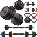 FEIERDUN Regulowane hantle, zestaw hantli o wadze 18 kg ze złączem, zestaw hantli 4 w 1, używany jako sztanga, kettlebell, stojak push-up, ćwiczenia fitness do domowej siłowni odpowiednie dla