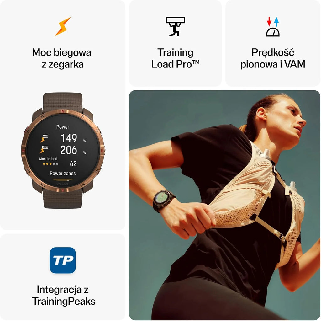 Polar Grit X2 outdoorowy zegarek z GPS – wyświetlacz AMOLED, mapy offline, GPS o podwójnej częstotliwości, EKG z nadgarstka, biosensory Elixir, TrainingPeaks, SpO2, do 7 dni pracy na baterii