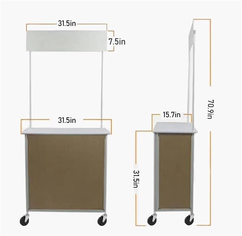 Mobile Portable Promotion Counter Table, Display Exhibition Counter Stand Booth Fair with Wall, Foldable Podium with Storage Rack/Carrying Bag
