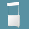 Mobile Portable Promotion Counter Table, Pop Up Podium Trade Show Exhibition Reception Event Desk Counter Speech Stand ,Commercial Supermarket Folding Tasting Table Booth Kiosk Display Banner Stand