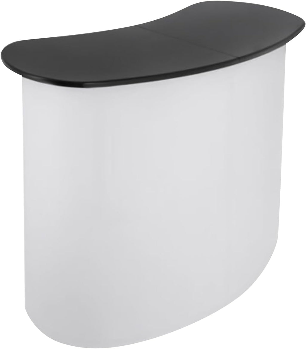 Portable Tradeshow Podium Table Trade Show Display Tension Frame Counter Foldable Exhibition Stand Reception Desk Podium Promotion Table 130x40x90CM White