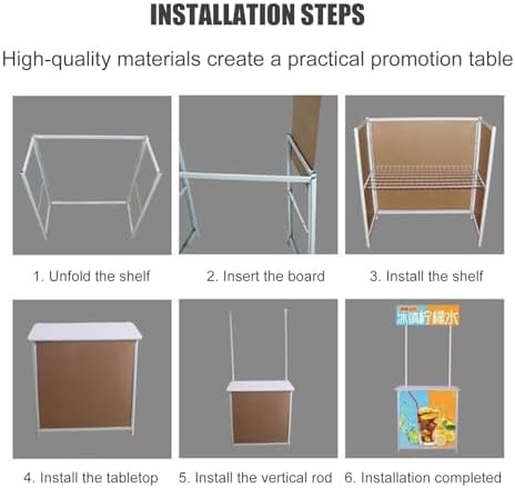 Portable Folding Counter Table - Event Reception Podium, Commercial Tasting Booth, Trade Show Display Stand for Exhibits & Advertising, Lightweight & Versatile