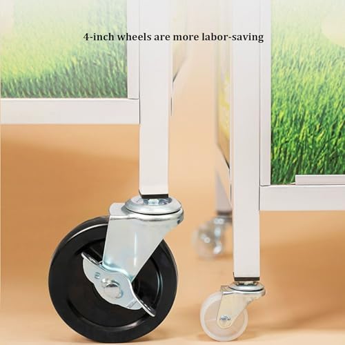 Portable Promotion Counter Table with Wheels, Foldable Tasting Display Stand for Trade Shows, PVC Advertising Podium with Storage Shelves for Supermarkets and Events