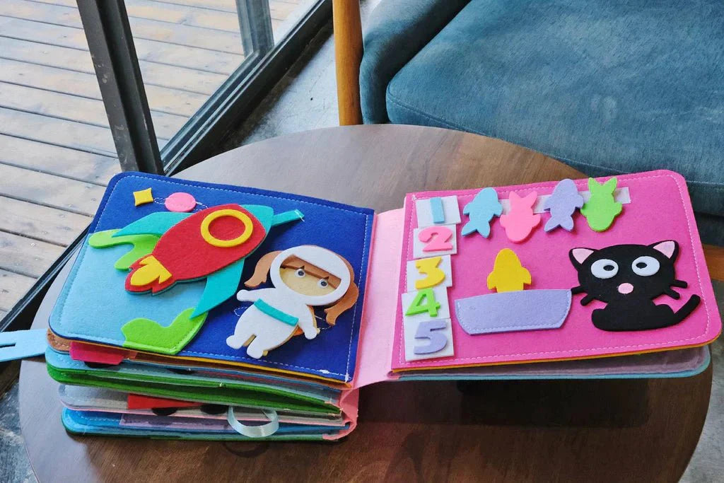 Quiet Book for Toddlers – 3D Felt Sensory Pages with Velcro Activities