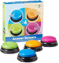 Learning Game Show Buzzers Set of 4 Colorful Pre-Recorded Sounds