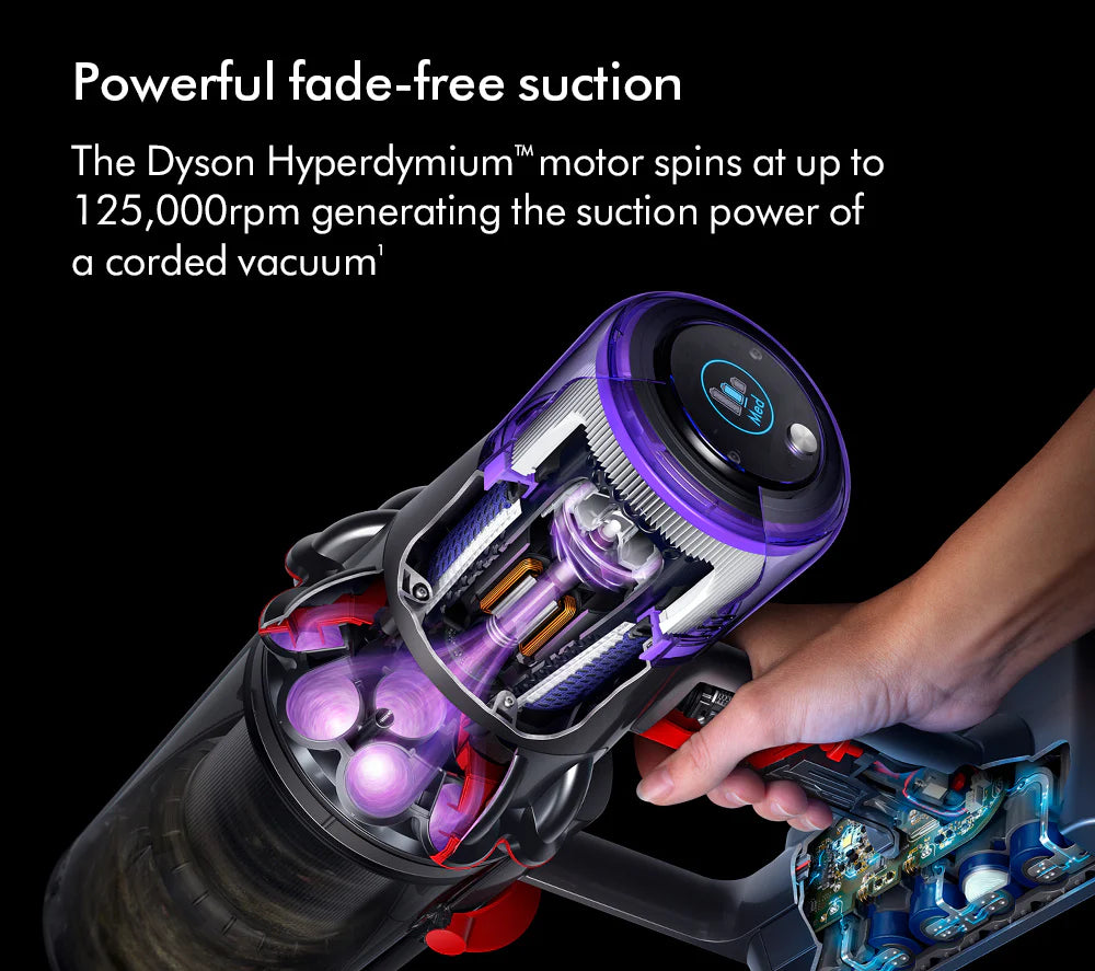 Odkurzacz pionowy bezprzewodowy Dyson V11 Extra z 2026 r. – do 60 minut pracy – wykończenie w kolorze niklu i czerwieni