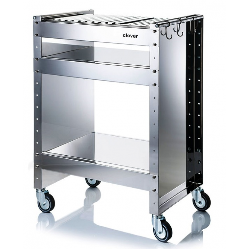 Grill węglowy Clover z kółkami ze stali nierdzewnej,