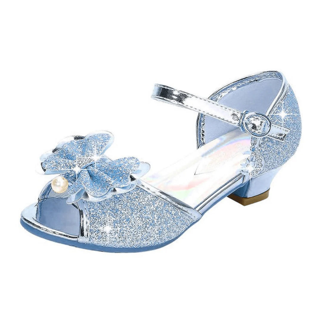 Princess Heeled Sandals for Girls - Glitter & Buckle Design
