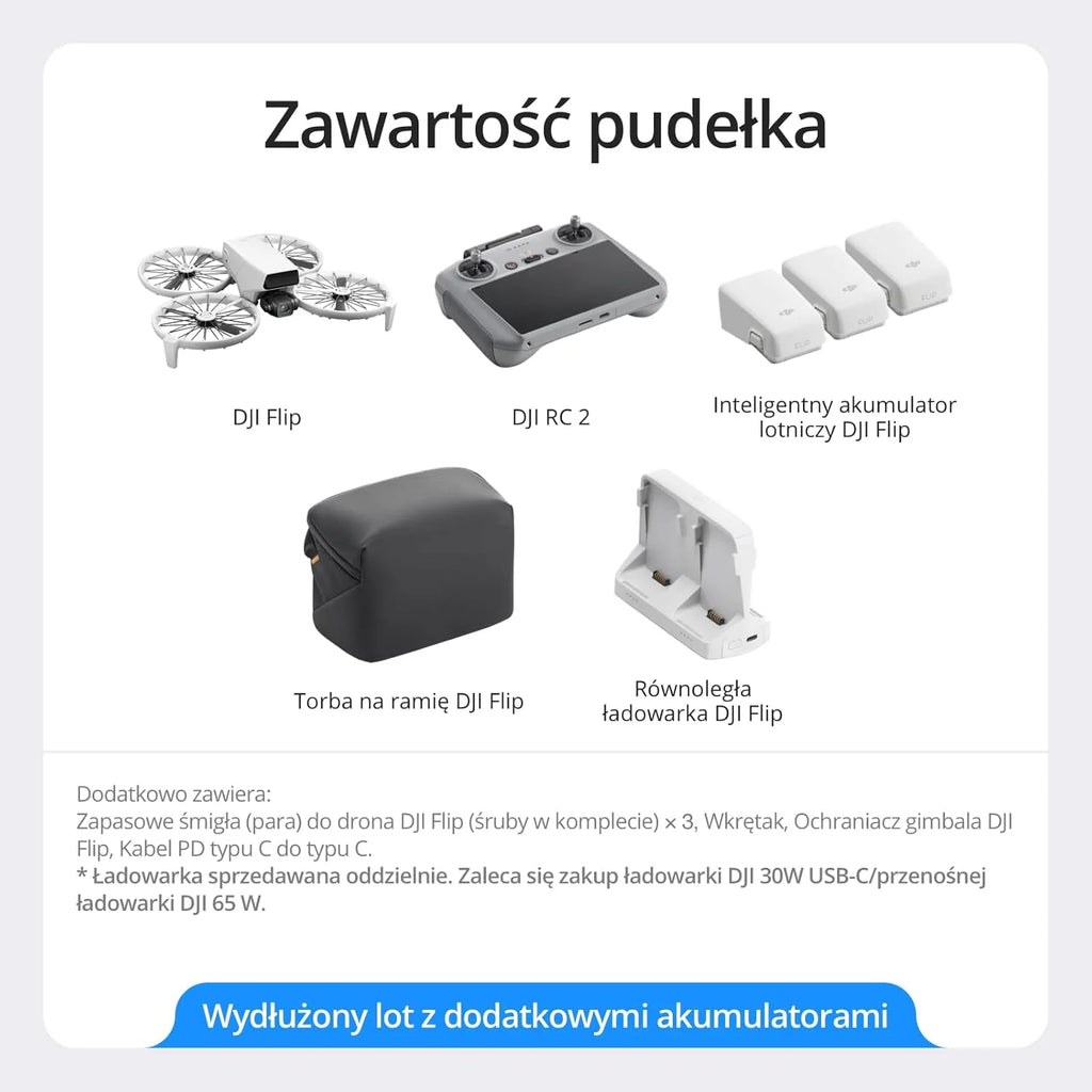 DJI Flip z kontrolerem RC 2 z wyświetlaczem, dron Follow Me z kamerą 4K UHD dla dorosłych, masa poniżej 249 g, 3-osiowy gimbal, transmisja wideo 13 km, start z dłoni i 31 min lotu
