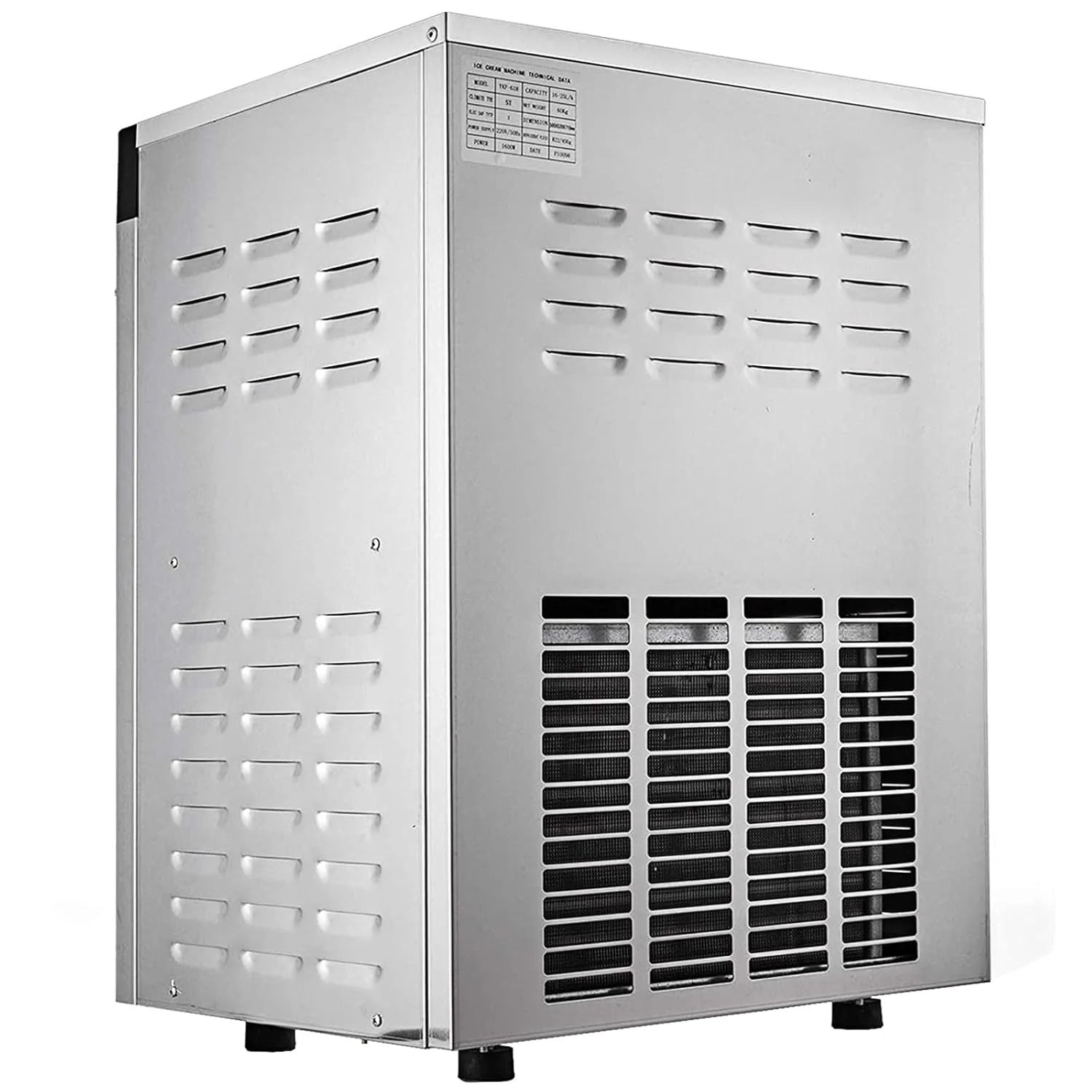 VEVOR Komercyjna maszyna do lodów, 16-20 l/h, 1400 W, z inteligentnym wyświetlaczem LCD i różnymi smakami, do baru przekąskowego, restauracji, srebrna