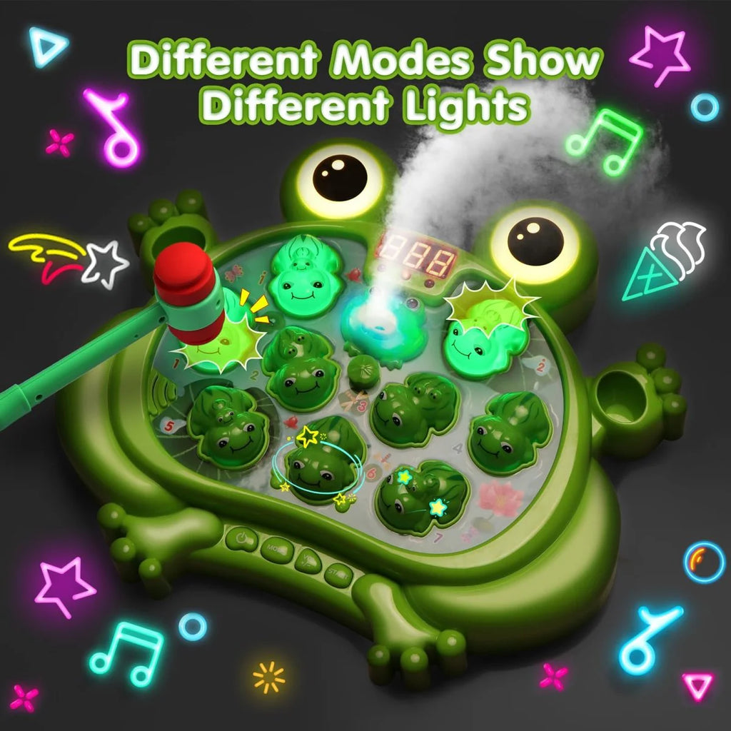 Interactive Frog Hammer Toy Light-Up, Spraying, Musical Game
