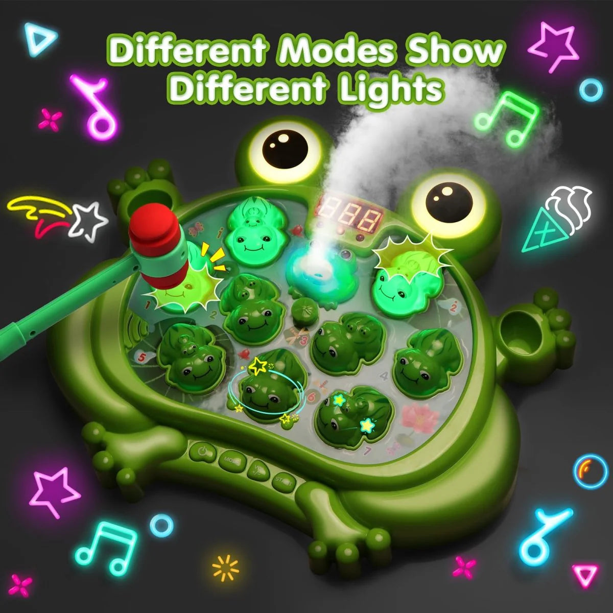 Interactive Frog Hammer Toy Light-Up, Spraying, Musical Game
