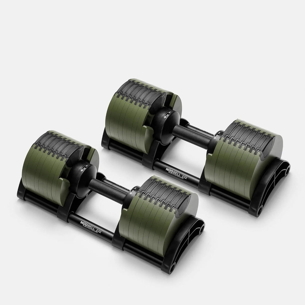 NÜOBELL 232 Regulowany zestaw hantli | 2-32 kg z interwałami 2 kg | Szybkie pokrętło | Trening siłowy Premium