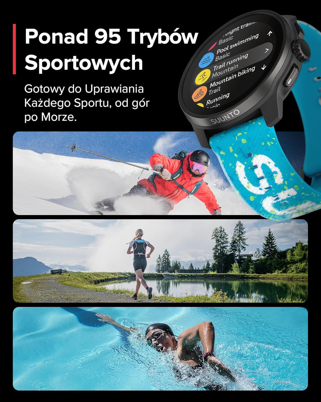 SUUNTO Race S Zegarek Biegowy z Ekranem Dotykowym Amoled, Dwuzakresowy Gps Zegarek Sportowy, Śledzenie Hrv i Snu, Plan Treningowy Oparty na Si, Bezpłatne Mapy Offline, Wodoodporność do 50M