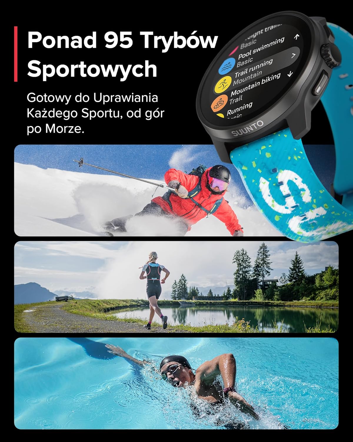 SUUNTO Race S Zegarek Biegowy z Ekranem Dotykowym Amoled, Dwuzakresowy Gps Zegarek Sportowy, Śledzenie Hrv i Snu, Plan Treningowy Oparty na Si, Bezpłatne Mapy Offline, Wodoodporność do 50M