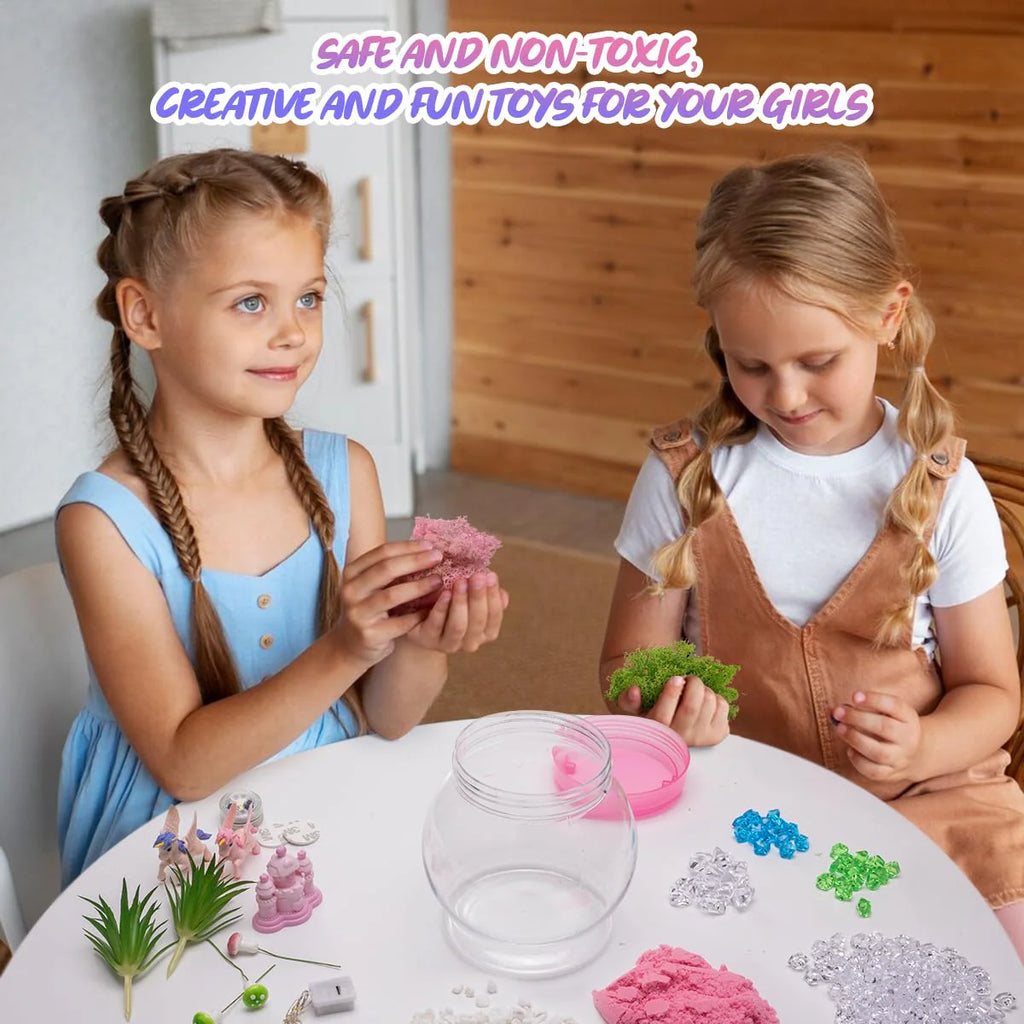 Unicorn Terrarium Craft Lights, Sand, Stickers, Castle & Moss Decor