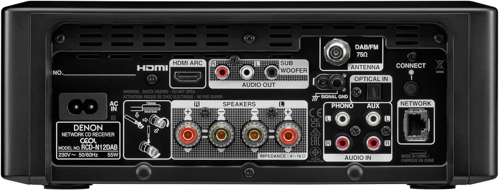 Denon CEOL N-12DAB kompaktowy zestaw, wzmacniacz HiFi z głośnikami, odtwarzacz CD, strumieniowe przesyłanie muzyki, HEOS Multiroom, Bluetooth, WLAN, AirPlay 2, kompatybilny z Alexą, 2 wejścia
