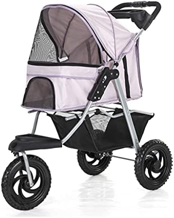 Premium Pet Spacer dla kotów Do 55lbs, Lekki jednocylity Fold 3-kołowy wózek z absorpcją wstrząsów, Przestronny pod koszem, Uchwyt na wodę, Smooth Ride on Any Terrain, łatwe przechowywanie