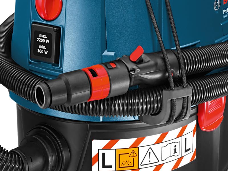 Bosch Professional: odkurzacz do pracy na mokro i sucho GAS 35 L SFC+ (1 200 W, 3 rury chromowane, wąż 3 m, zestaw dysz podłogowych, 1 filtr płaski fałdowany, worek na pył)