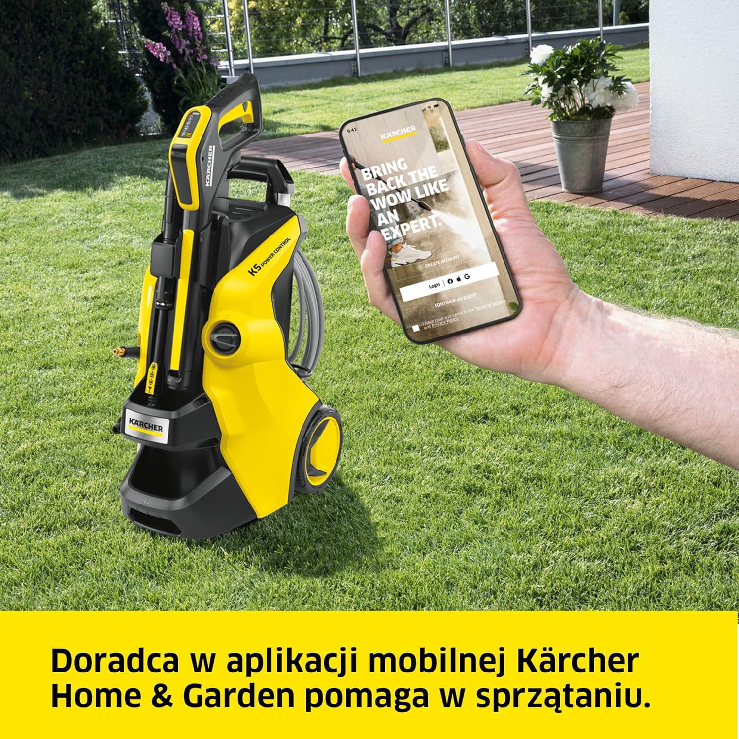 Kärcher Myjka ciśnieniowa K 5 Power Control Flex Home, 145 bar, 500 l/h, powierzchnia: 40 m²/h, filtr wody, waga: 13 kg, pistolet wysokociśnieniowy, lanca rotacyjna, dysza strumieniowa, zestaw domowy