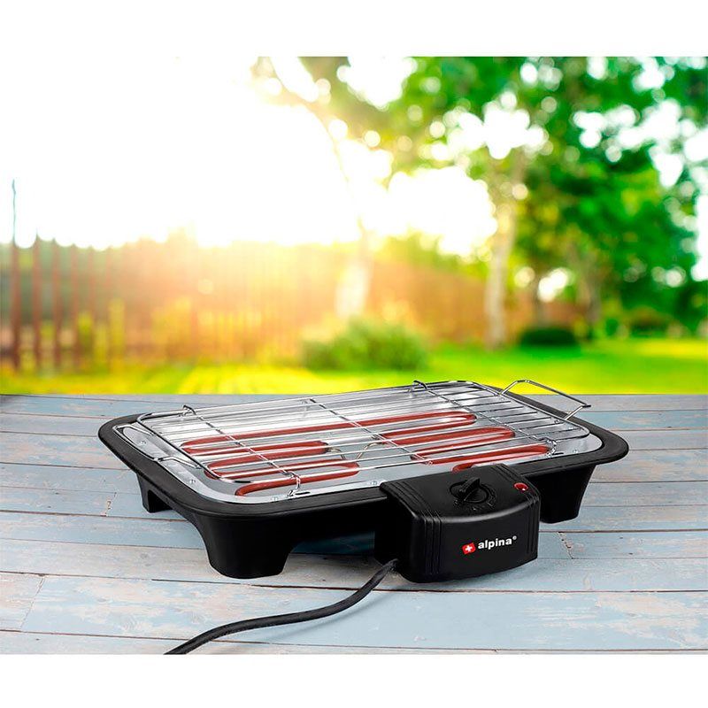 Grill elektryczny Alpina 2 w 1 2000 W czarny 60x43x35 cm