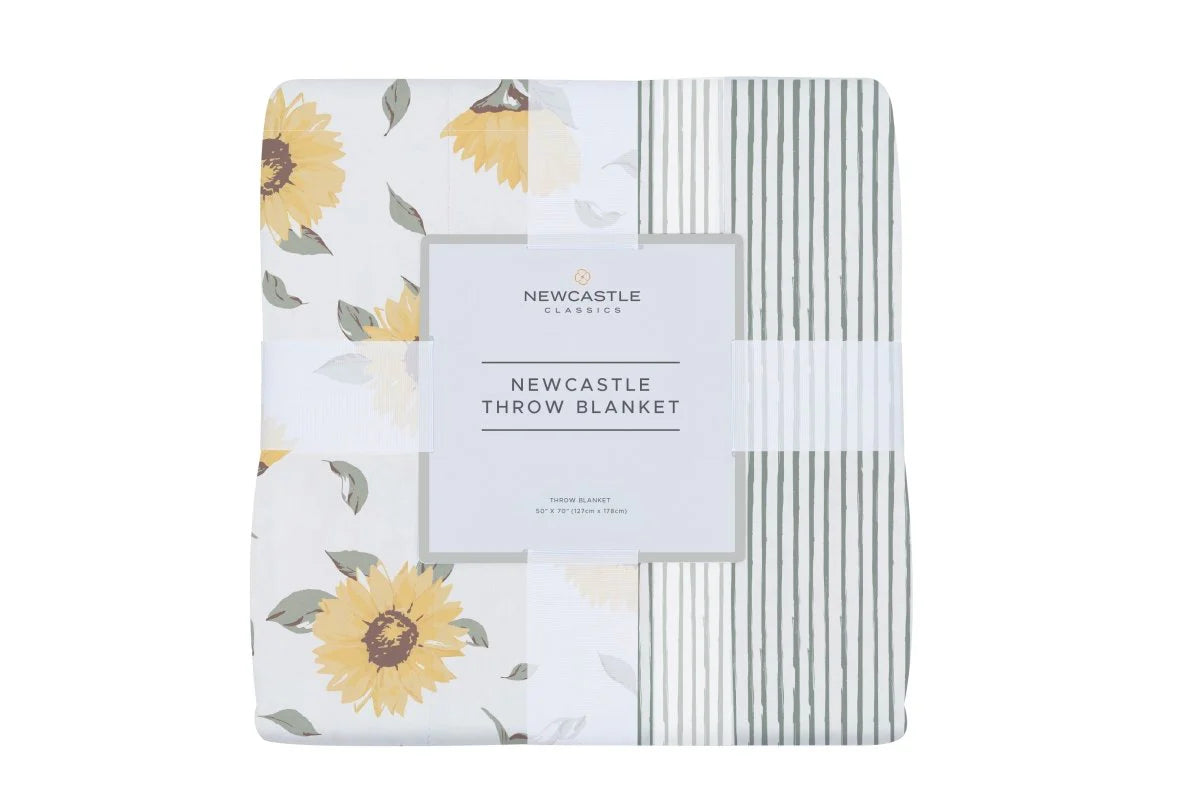 Sunflower Farm and Sage Green Stripe Throw Blanket