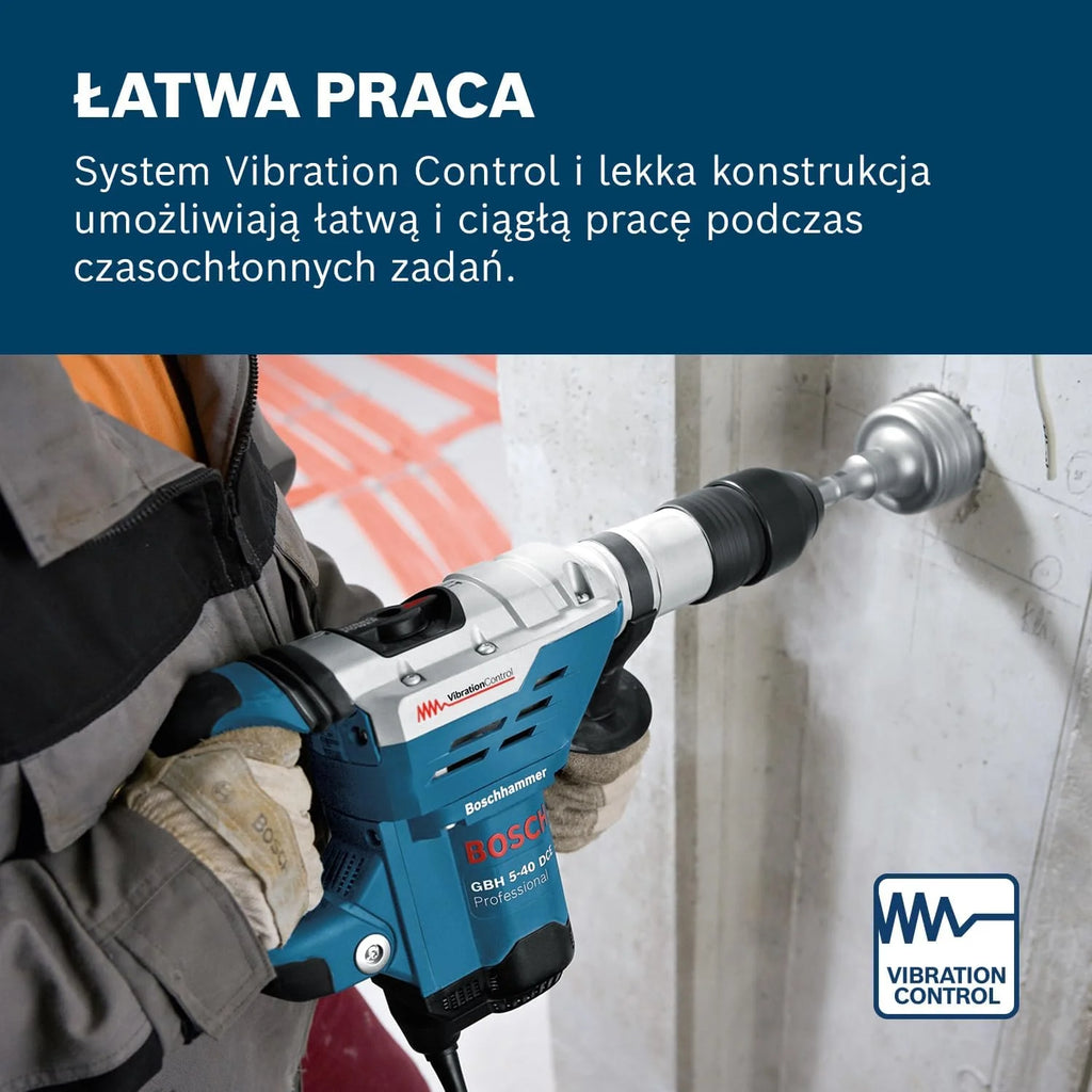 Bosch Professional: młot udarowo-obrotowy GBH 5-40 DCE (1 150 W, uchwyt SDS max, nominalna prędkość obrotowa 165 – 330 min-1, walizka)