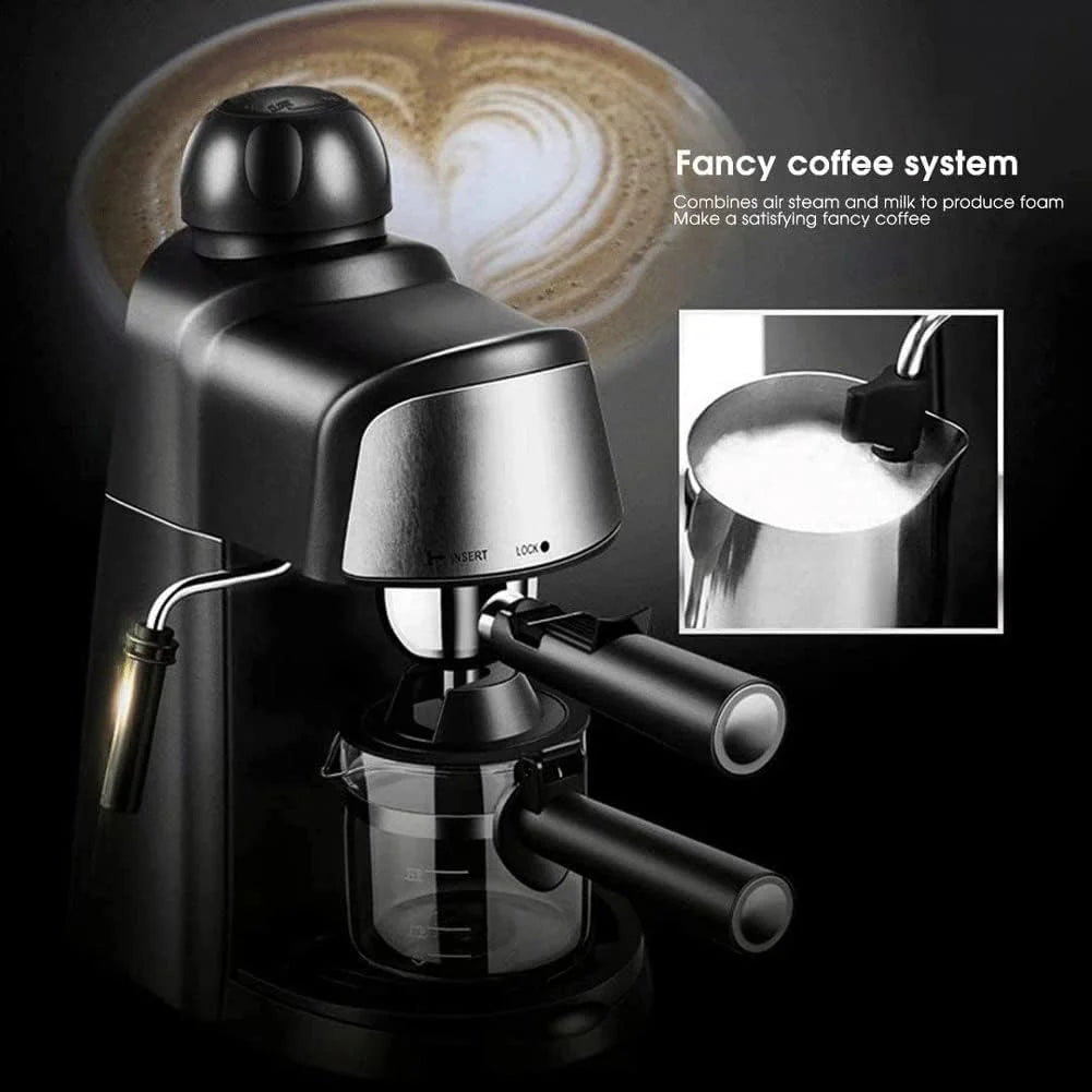 Espresso Machine 5 Bar Pressure Coffee Maker Small Semi-Automatic Steam Espresso Machine 64-hole Extraction System 4-speed Adjustment 240ml Large Capacity (Color : A) (B)
