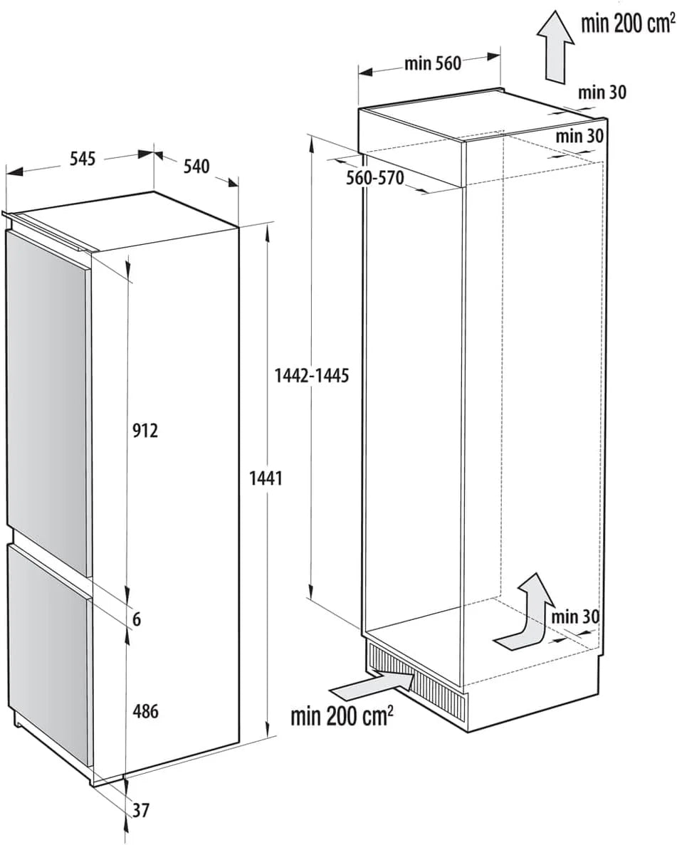 Gorenje NRKI517E41 lodówko-zamrażarka do zabudowy/178 nisza/zawias do drzwi przesuwnych/EEK:E/NoFrost DualAdvance/252L/AdaptTech/SuperCool/ConvertActive/EcoMode/wys. x szer. x gł.: 177,2 x 54 x 54,5