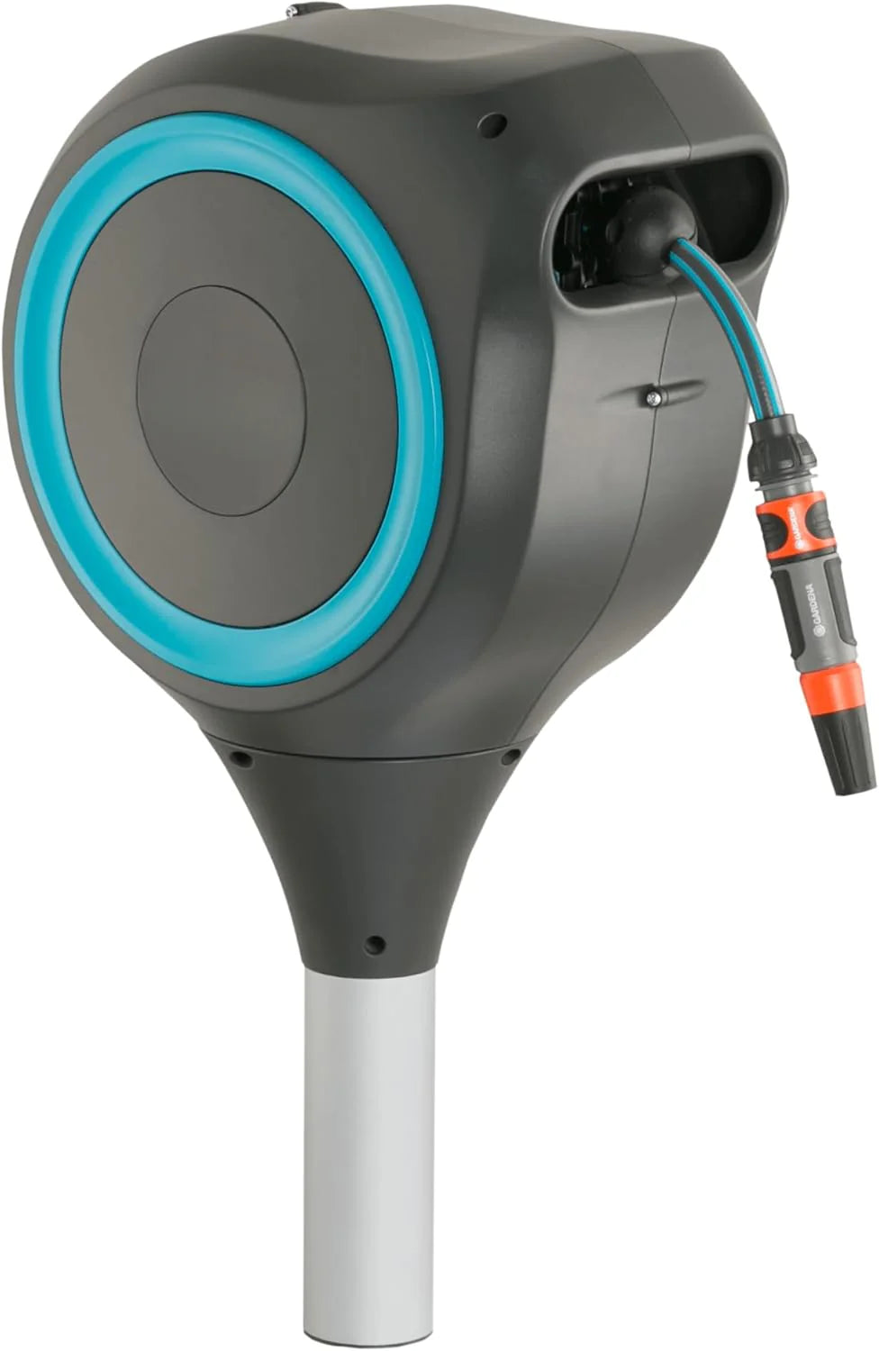 66' x 1/2 Automatic Retractable Garden Hose Reel on Metal Spike, 66' Outside Garden Hose Length, with 360掳 Rotation to Reach All Areas of Your Yard