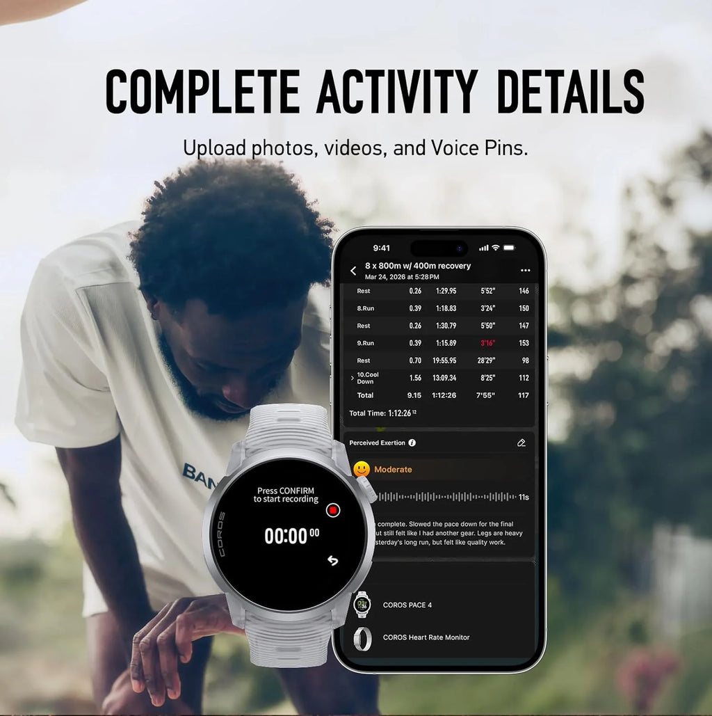 COROS PACE 4 Ultralekki sportowy zegarek GPS, ekran dotykowy AMOLED 1,2, 19 dni codziennego użytkowania, sterowanie głosem, zaawansowane narzędzia treningowe, GPS, nawigacja (biała chmura)