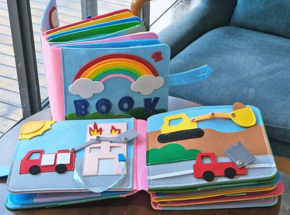 Quiet Book for Toddlers – 3D Felt Sensory Pages with Velcro Activities