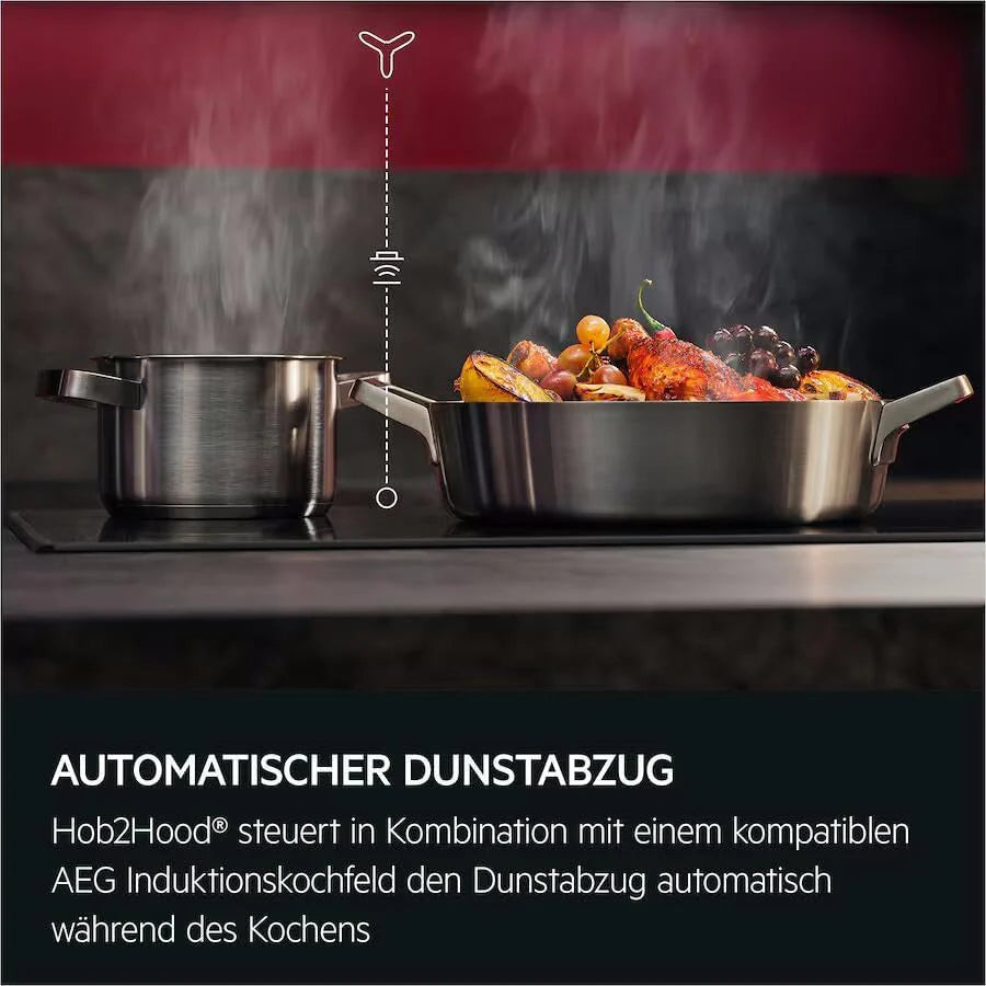 AEG Okap kuchenny seria 7000 z SilenceTech 60 cm – okap ścienny ze szkłem – przepływ powietrza wylotowego i termoobiegowego – maks. 760 m³/h w trybie wywiewu z maks. 67 dB (A) – funkcja wentylacji –