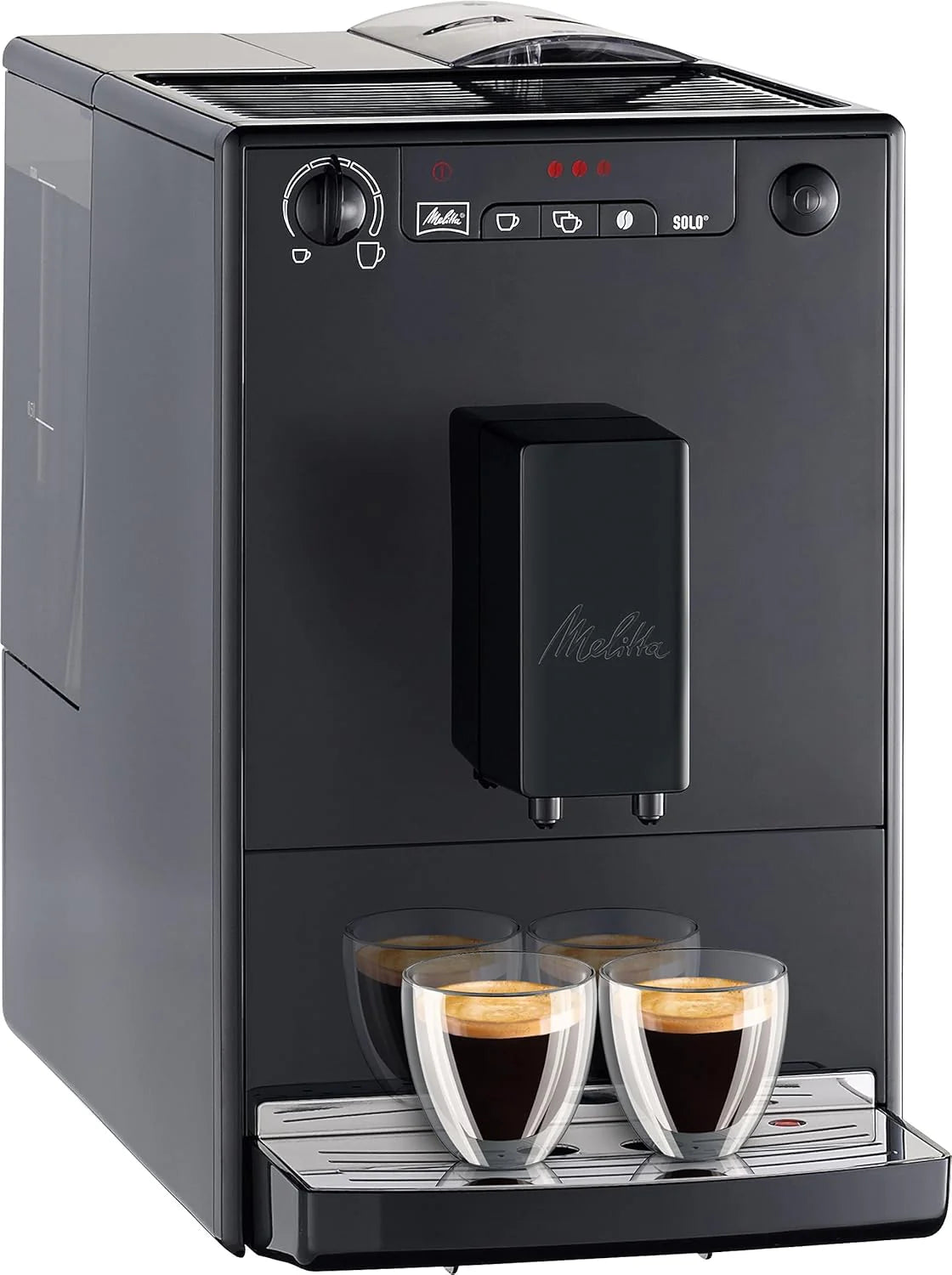 Melitta E 950-222 Caffeo Solo Automatyczny Ekspres do Kawy, 1400 W, 1,2 Litra, Czarny/Srebrny