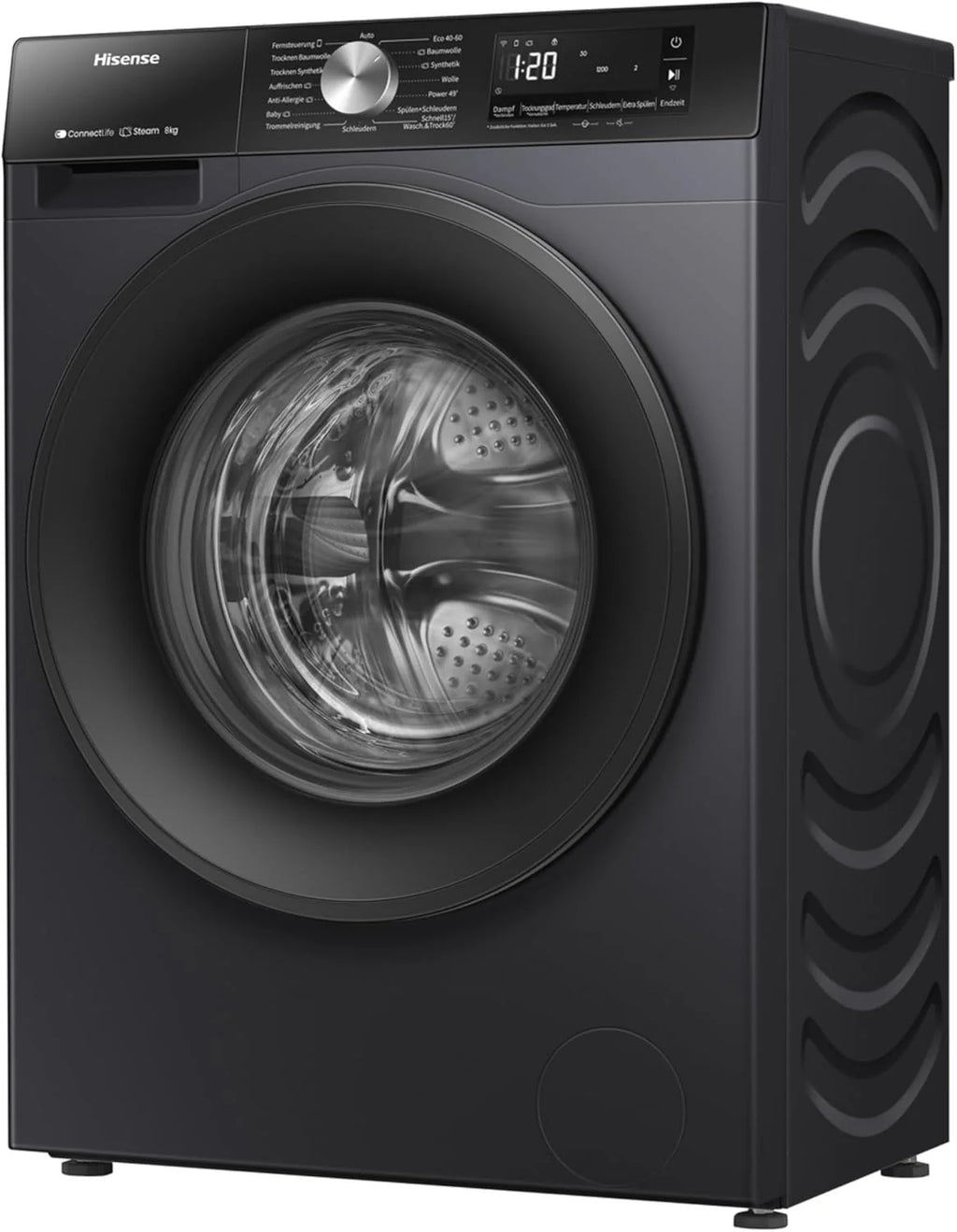 Hinsense WD3S8043BB3 pralko-suszarka ConnectLife /16 programów/8 kg, 54 litry/1400 obr./min/funkcja pary/JetWash/program antyalergiczny/program automatyczny/Eco Wash/Odświeżanie pary/wełna/EEK A-D